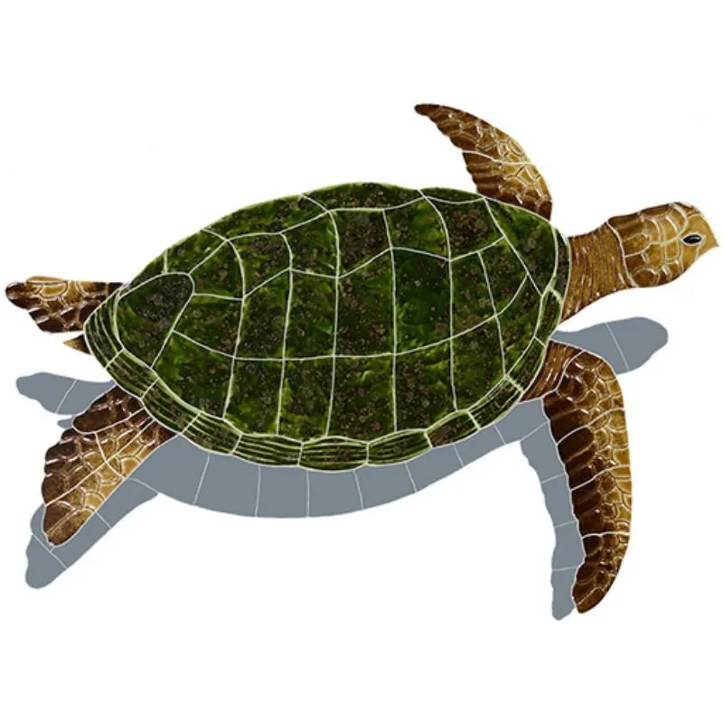 Sea Turtle - Natural w/Shadow - Pool Mosaic
