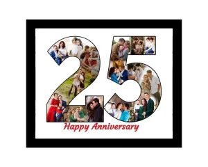 Shri Kanth Art® Customized 25th Anniversary Squre Shape Wooden Photo Frame | Personalized Wall Mount Decor | Silver Jubilee Anniversary Giftpack |ize: - 12 x 15 inch