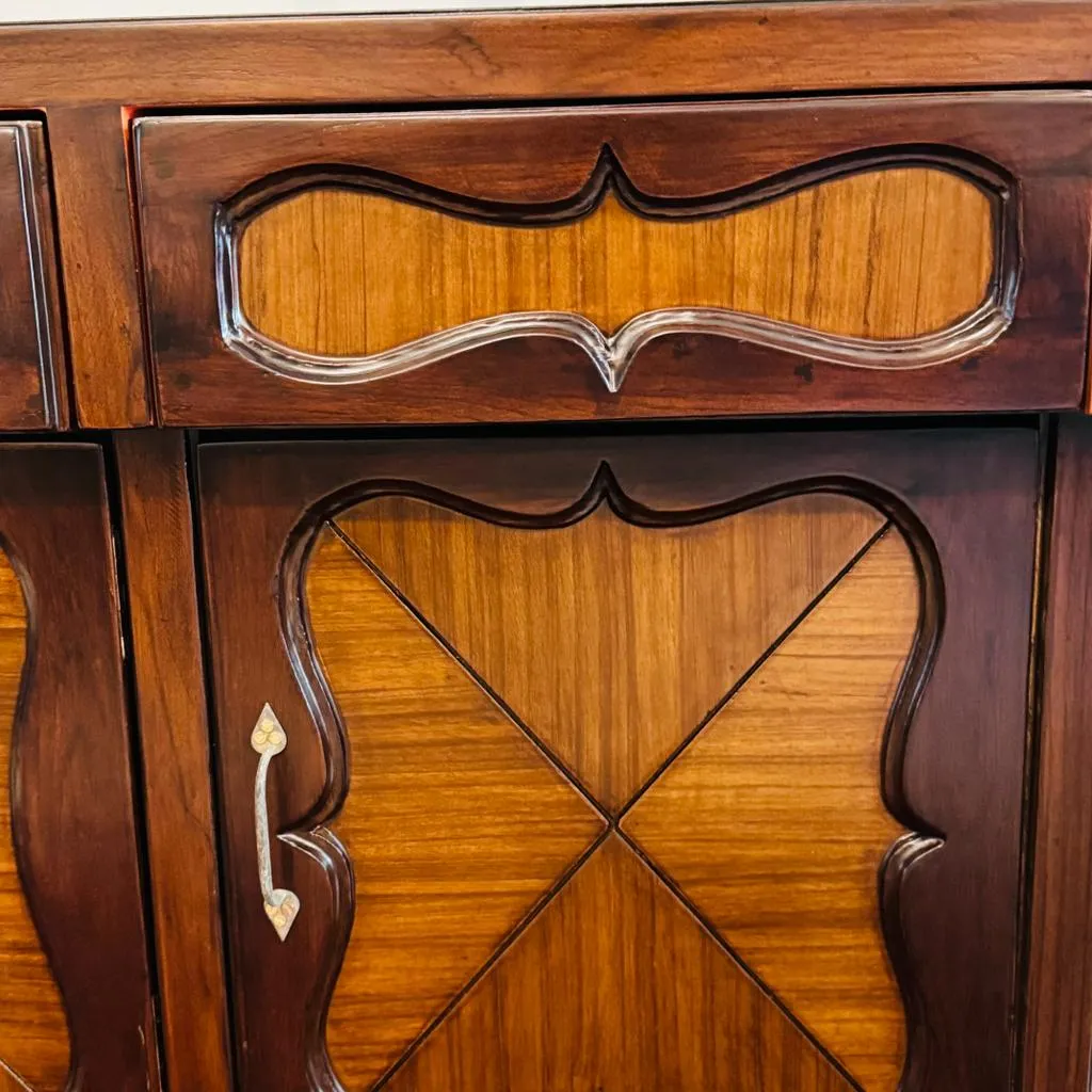 Teak Panels Wooden  Sideboard with Brass Fittings and Drawers : Shiza 2