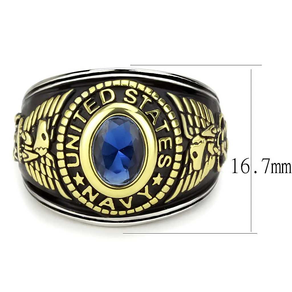 Two-Tone IP Gold (Ion Plating) Stainless Steel Ring with Synthetic Synthetic Glass in Montana for Women Style TK3726