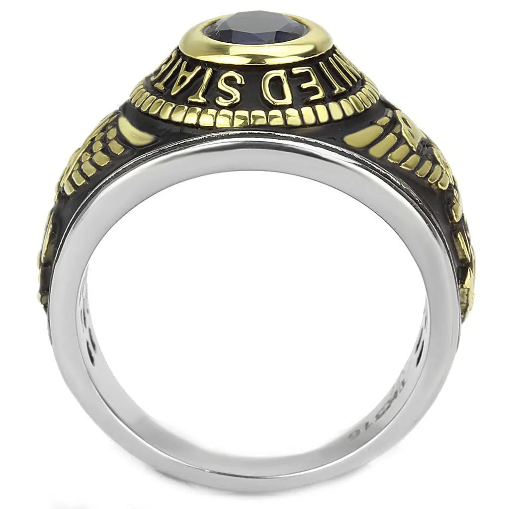 Two-Tone IP Gold (Ion Plating) Stainless Steel Ring with Synthetic Synthetic Glass in Montana for Women Style TK3726