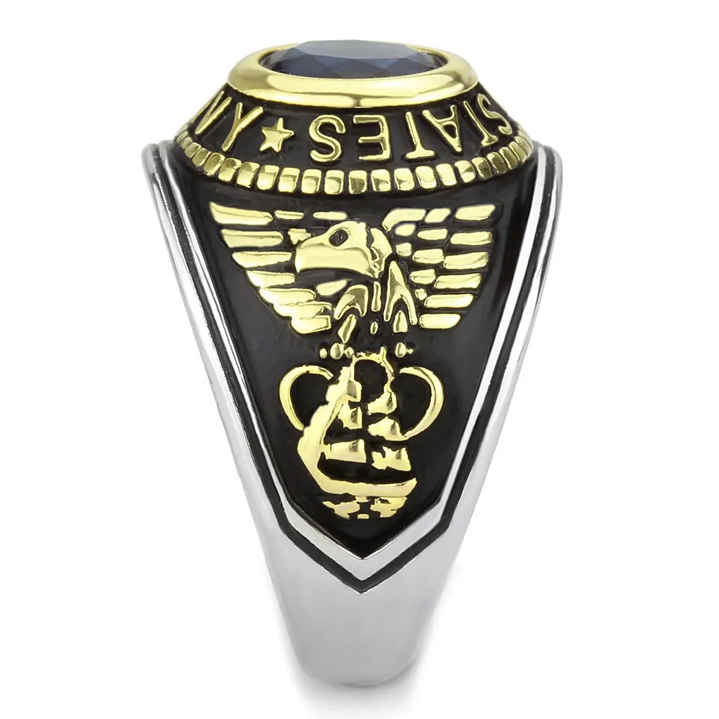 Two-Tone IP Gold (Ion Plating) Stainless Steel Ring with Synthetic Synthetic Glass in Montana for Women Style TK3726