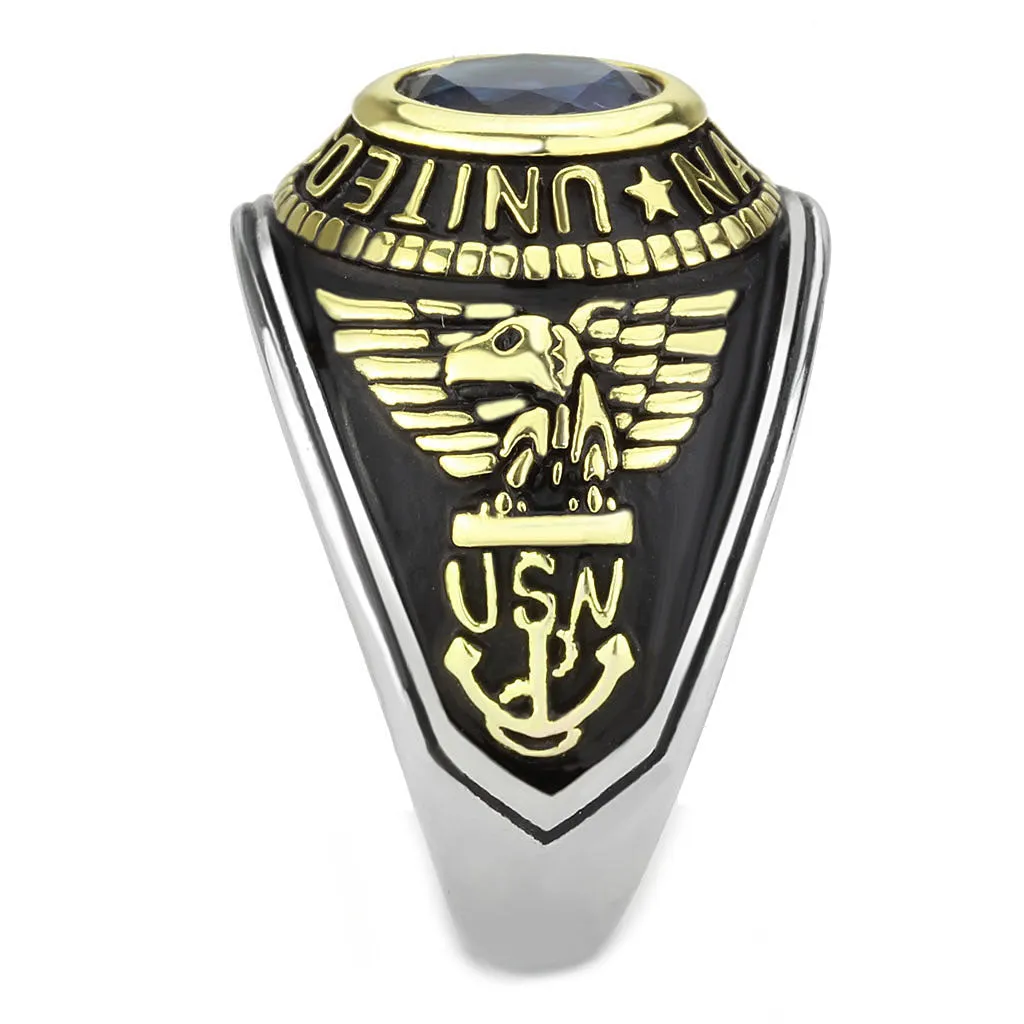 Two-Tone IP Gold (Ion Plating) Stainless Steel Ring with Synthetic Synthetic Glass in Montana for Women Style TK3726