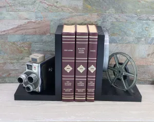 Vintage Camera Bookends - DVD Holder - Keystone K38 Triple Turret - Movie Theater Décor - Movie Maker Gift - Git for Actor and Actress
