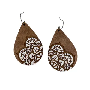 White Mandala Hand Painted Earrings