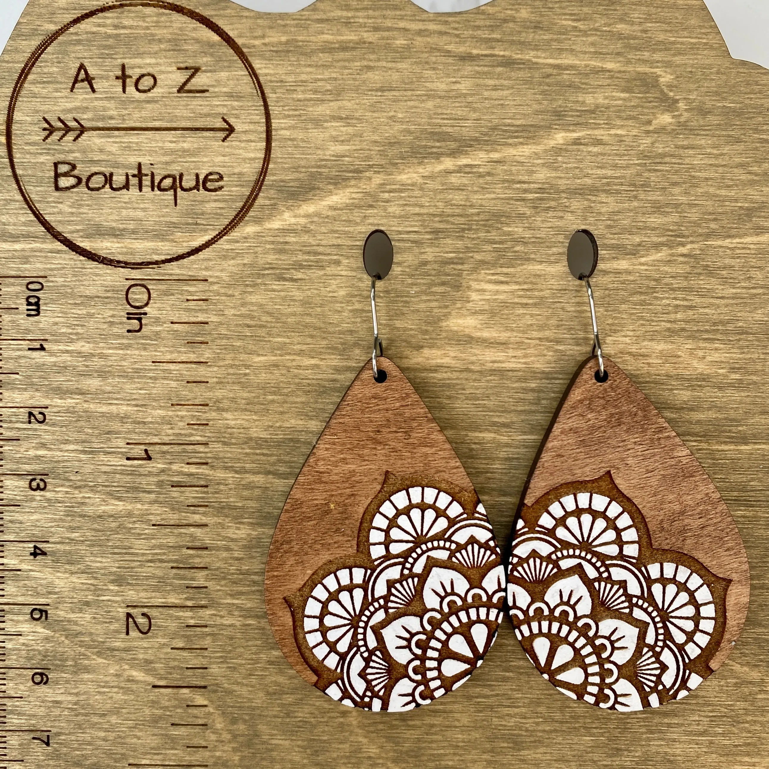 White Mandala Hand Painted Earrings
