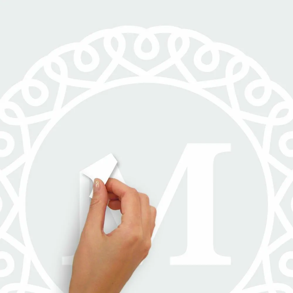 White Serif Monogram Peel and Stick Giant Wall Decals